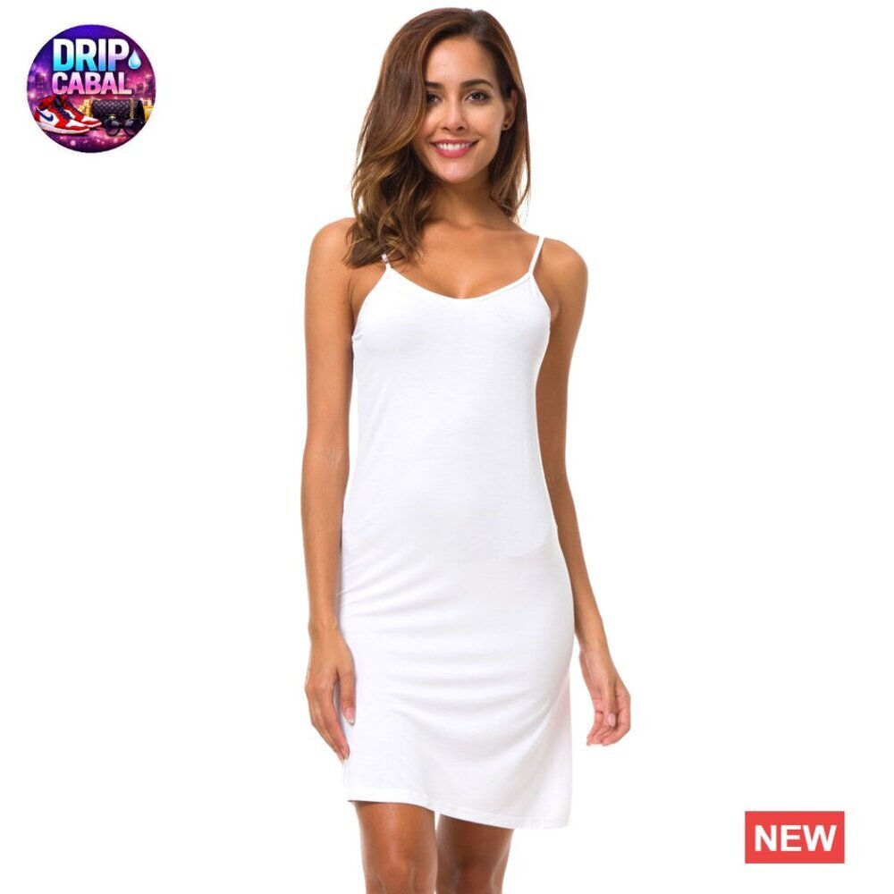 Adjustable Spaghetti Strap Cami Slip Dress Soft Lightweight Versatile Minimal